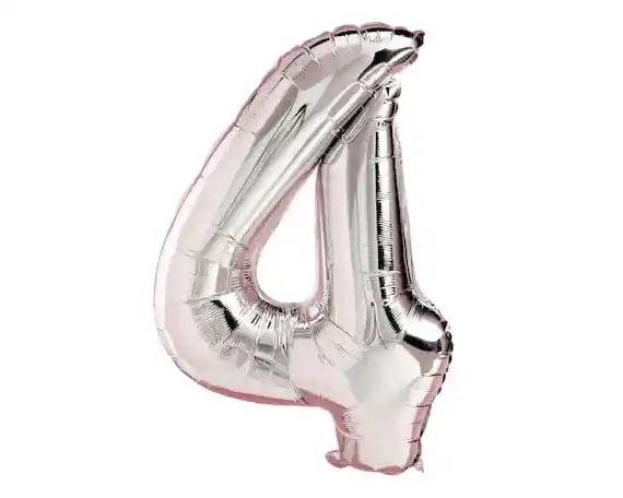 Globo Metalizado Número 4 Plateado 16" Pulgadas (40 Cm)