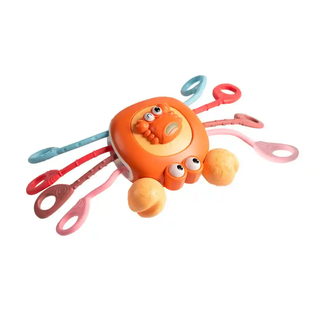 Cangrejo Naranja Sensorial Mordedor Colorido - Pull String Logrado