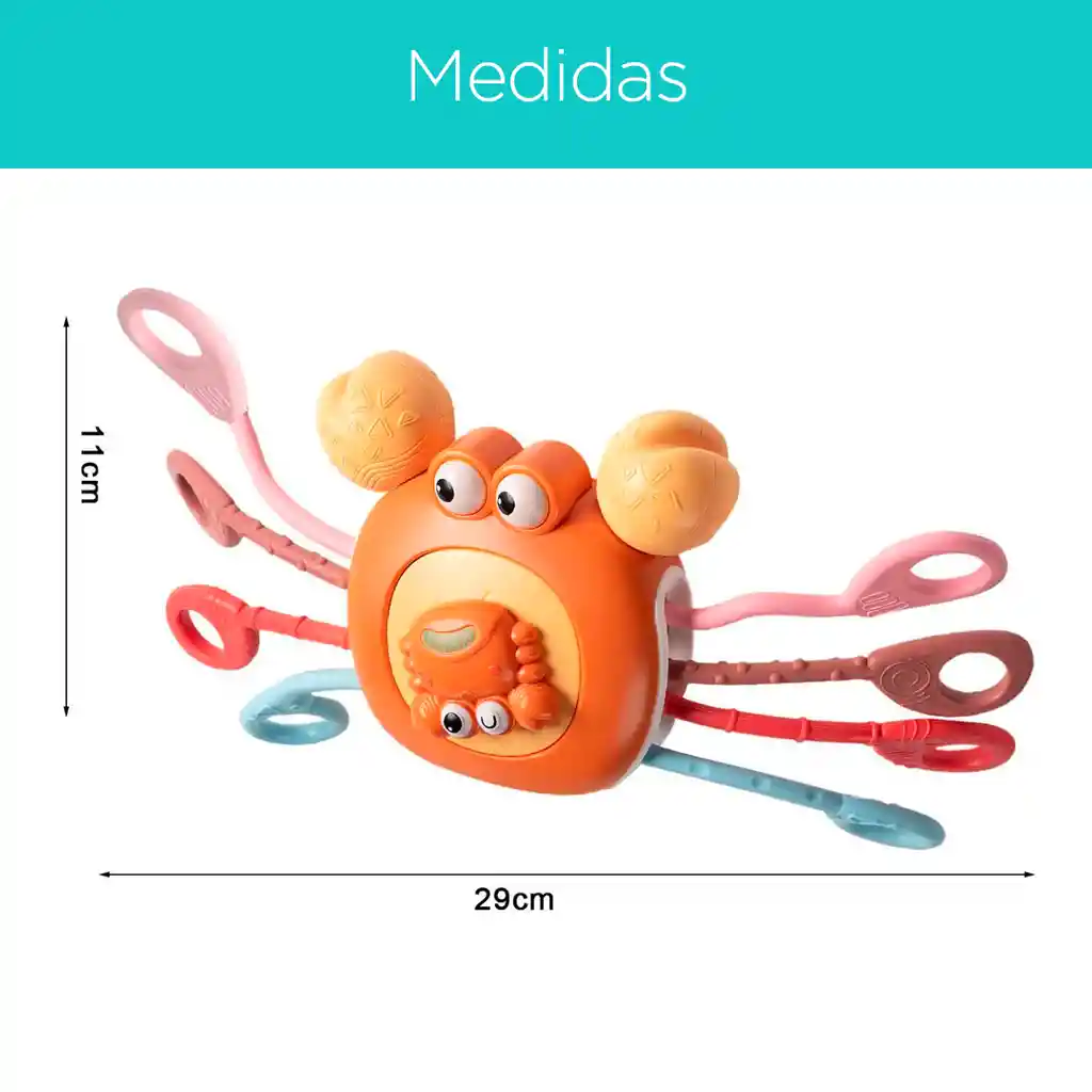 Cangrejo Naranja Sensorial Mordedor Colorido - Pull String Logrado