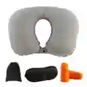 Almohada Viaje Tapa Ojos, Oído + Estuche - Gris