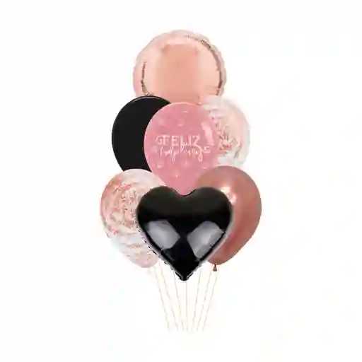 Kits Globos F.c Flores Oro Rosa X 18 Und
