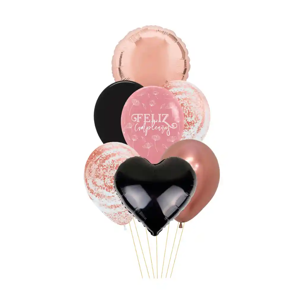Kits Globos F.c Flores Oro Rosa X 18 Und