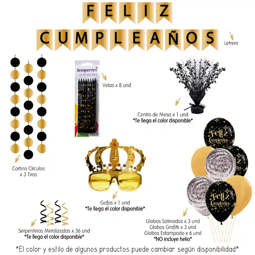 Kit Decorativo Dorado