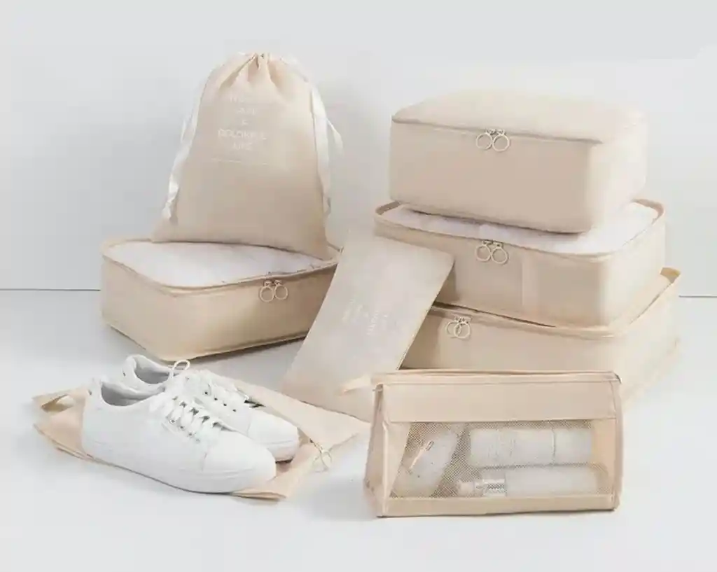 Bolsas De Almacenamiento Y Organizadora De Viaje De 8 Piezas Impermeable - Beige