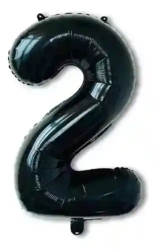 Globo Metalizado Número 2 Negro 16" Pulgadas (40 Cm)