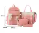 Bolso Morral Viajero Escolar Multifunción 5 Piezas - Rosa