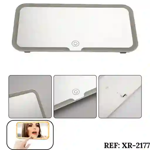 Espejo Con Luz Led Para Parasol Visera De Automovil Recargable