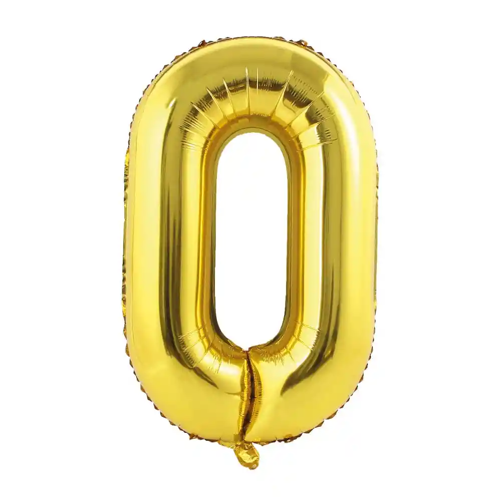 Globo Metalizado Número 0 Dorado 32" Pulgadas (81 Cm)