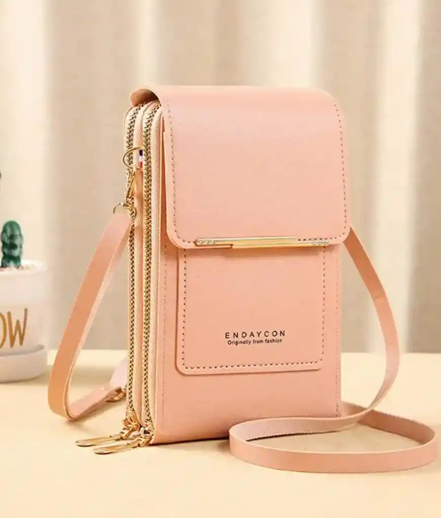 Bolso Billetera Porta Celular Visor Pantalla Táctil - Rosa