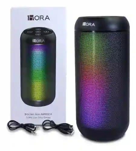 Bafle Parlante Bocina Inalámbrica De Sonido Rgb 1hora Cilindrica Bluetooth Boc242 10w