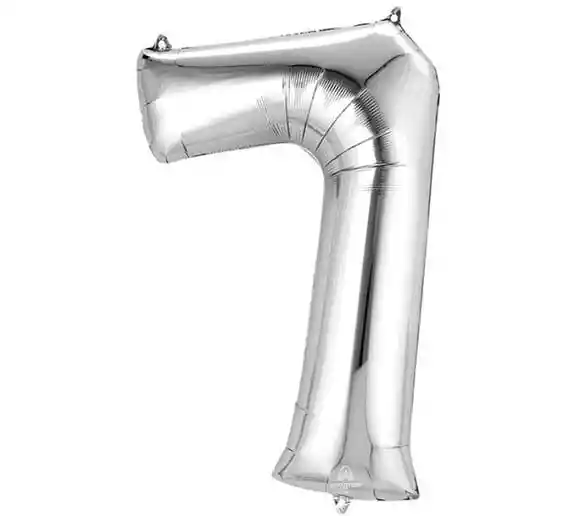Globo Metalizado Número 7 Plateado 32" Pulgadas (81 Cm)