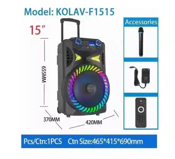 Parlante Kolav-f1515 De 15 Pulgadas Recargable Portátil