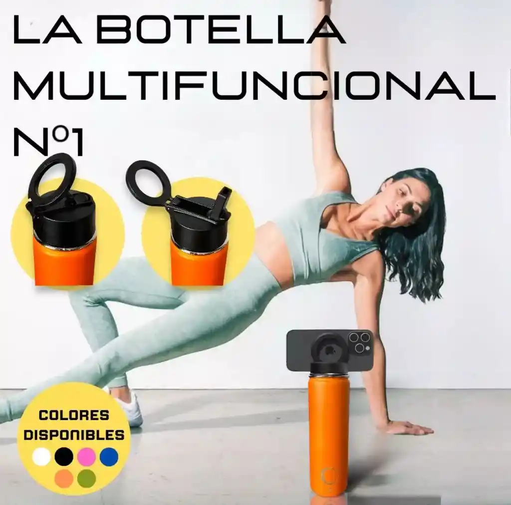 Termo Con Soporte Magnético Para Celular Botella Deportiva