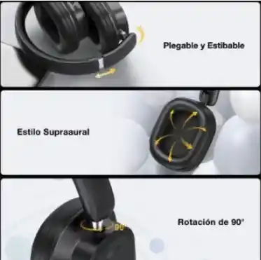 Audífonos Diademas Inalámbricos 1hora Negros Con Bluetooth Aut250