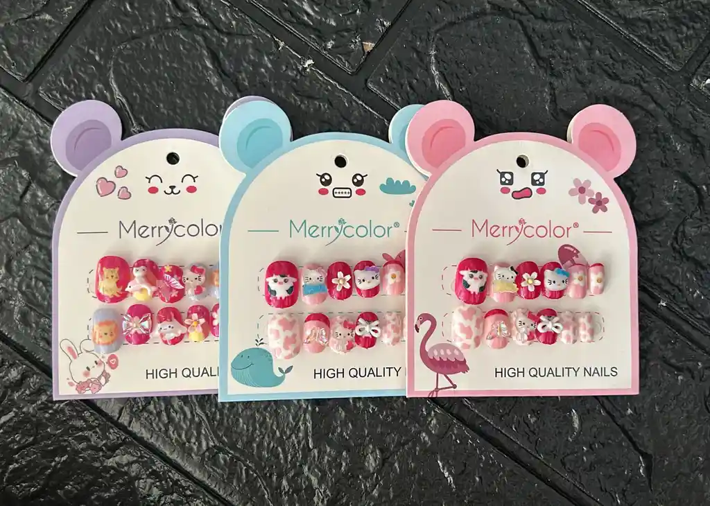 Uñas Postizas Para Niña / Uñas Postizas Infantiles X3 Unidades