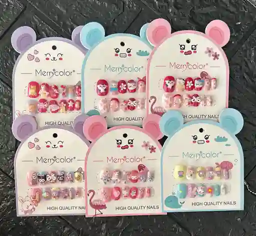 Uñas Postizas Para Niña / Uñas Postizas Infantiles X6 Unidades