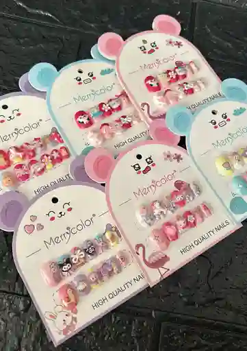Uñas Postizas Para Niña / Uñas Postizas Infantiles X6 Unidades
