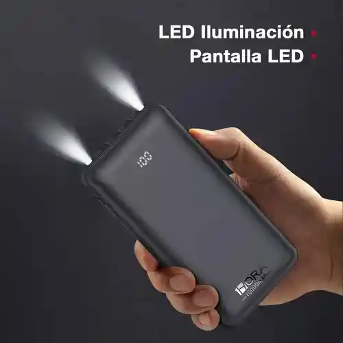 Power Bank 1hora Gar148 10000mah Carga Rápida Bateria Portátil Con 4 Cables Pantalla Led