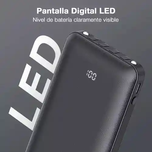 Power Bank 1hora Gar148 10000mah Carga Rápida Bateria Portátil Con 4 Cables Pantalla Led