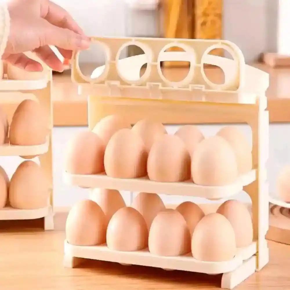 Organizador Huevos Tres Niveles Plegable 24 Huevos