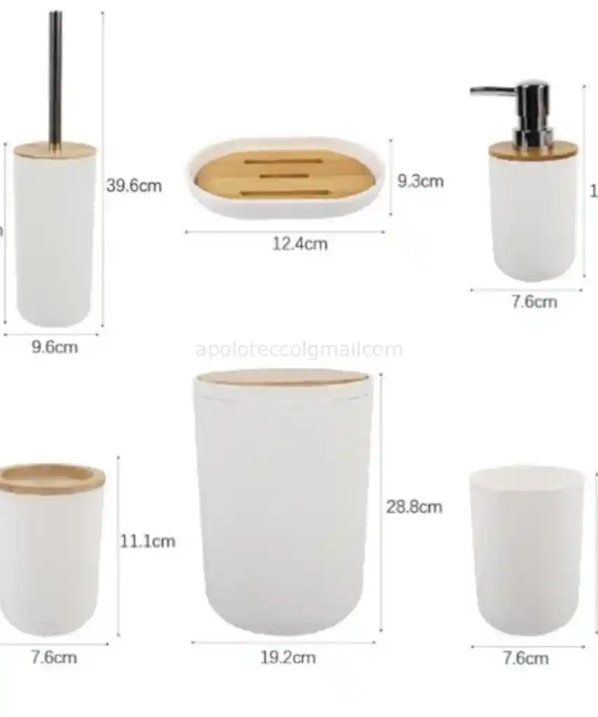 Juego De Baño Tapa Plana Redondo 6 Piezas