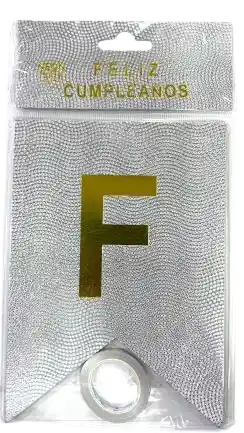 Banderin Feliz Cumpleaños Metalizado Plateado