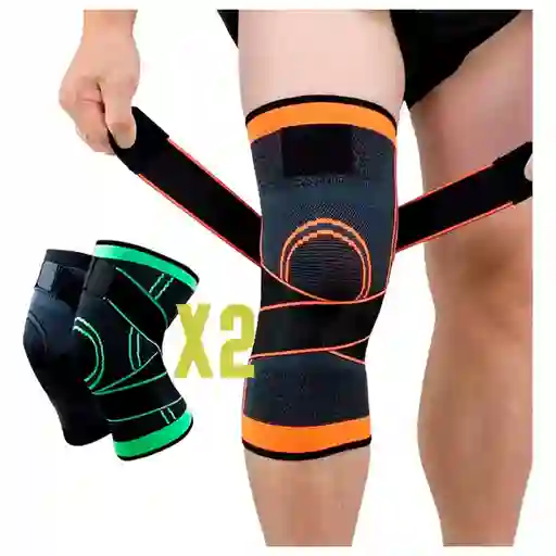 Kit Rodillera Deportiva Con Correas Ajustable Soporte Rotula X2