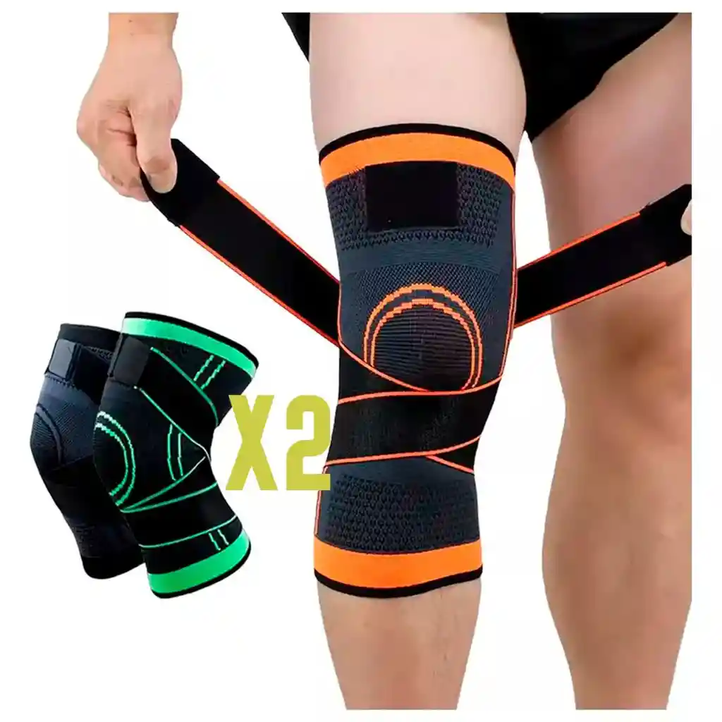 Kit Rodillera Deportiva Con Correas Ajustable Soporte Rotula X2