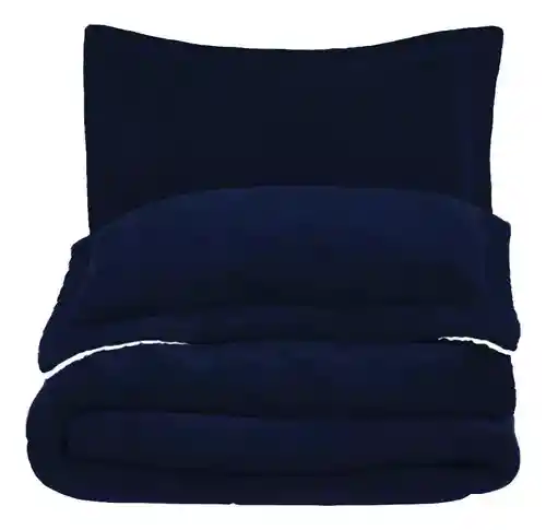 Cubrelecho Térmico Doble Funda Blue Almohadas Cama Doble Inn Home Azul Con Blanco