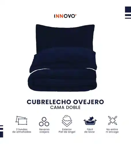 Cubrelecho Térmico Doble Funda Blue Almohadas Cama Doble Inn Home Azul Con Blanco