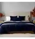 Cubrelecho Térmico Doble Funda Blue Almohadas Cama Doble Inn Home Azul Con Blanco