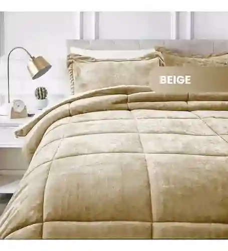 Cubrelecho Plumón Térmico Doble Funda Almohadas Cama Doble Inn Home Beige Cream