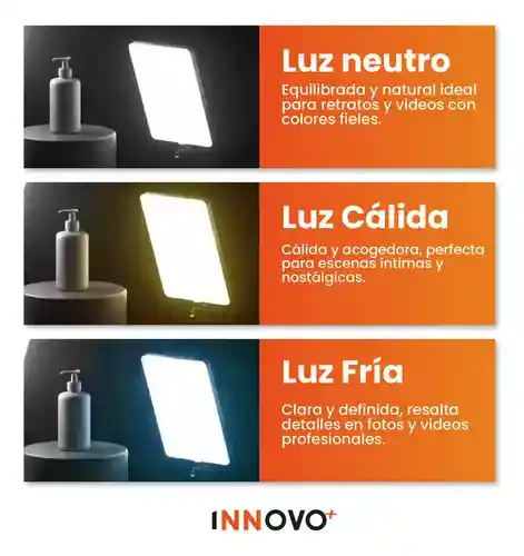Panel De Luz Profesional 3000w Trípode Control Remoto 3 Tonos Ajustable Innovo Rl Led