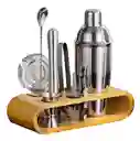 Bartender Coctelera Set Utensilios Bar Inoxidable 9 Piezas Bambú Premium Profesional