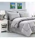 Edredon Cubrelecho Premium Cama Doble Fundas Almohadas Innovo Gris Claro