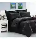 Edredon Cubrelecho Premium Negro Cama Doble Fundas Almohadas Innovo