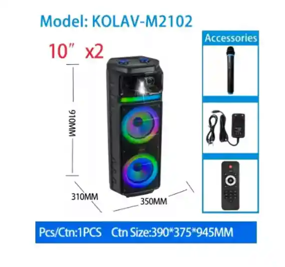 Parlante Kolav-m2102 De 10 Pulgadas Recargable Con Micrófono