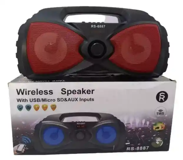 Parlante Sonido Bluetooth Usb Aux Rs 8887 Portátil