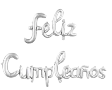 Letrero Feliz Cumpleaños Cursivo Plateado