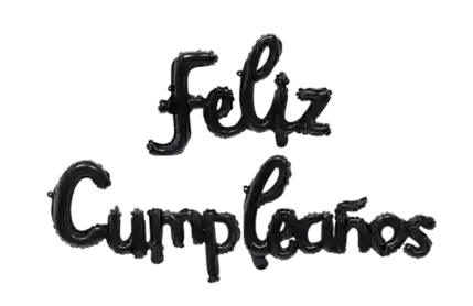 Letrero Feliz Cumpleaños Cursivo Negro