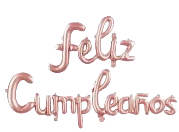 Letrero Feliz Cumpleaños Cursivo Oro Rosa