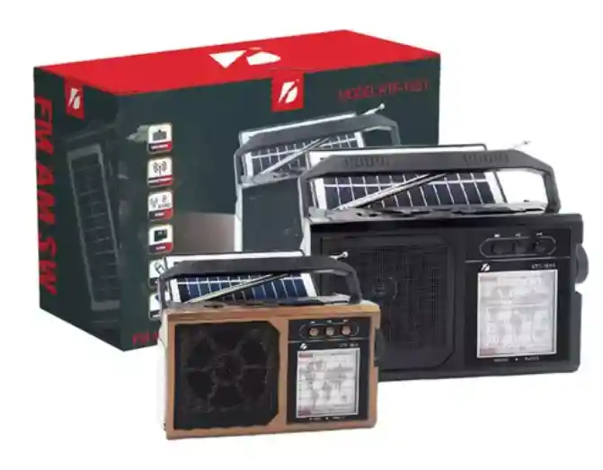 Radio Portatil Am Fm Sw 8 Bandas Solar Con Linterna