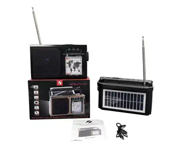 Radio Portatil Am Fm Sw 8 Bandas Solar Con Linterna
