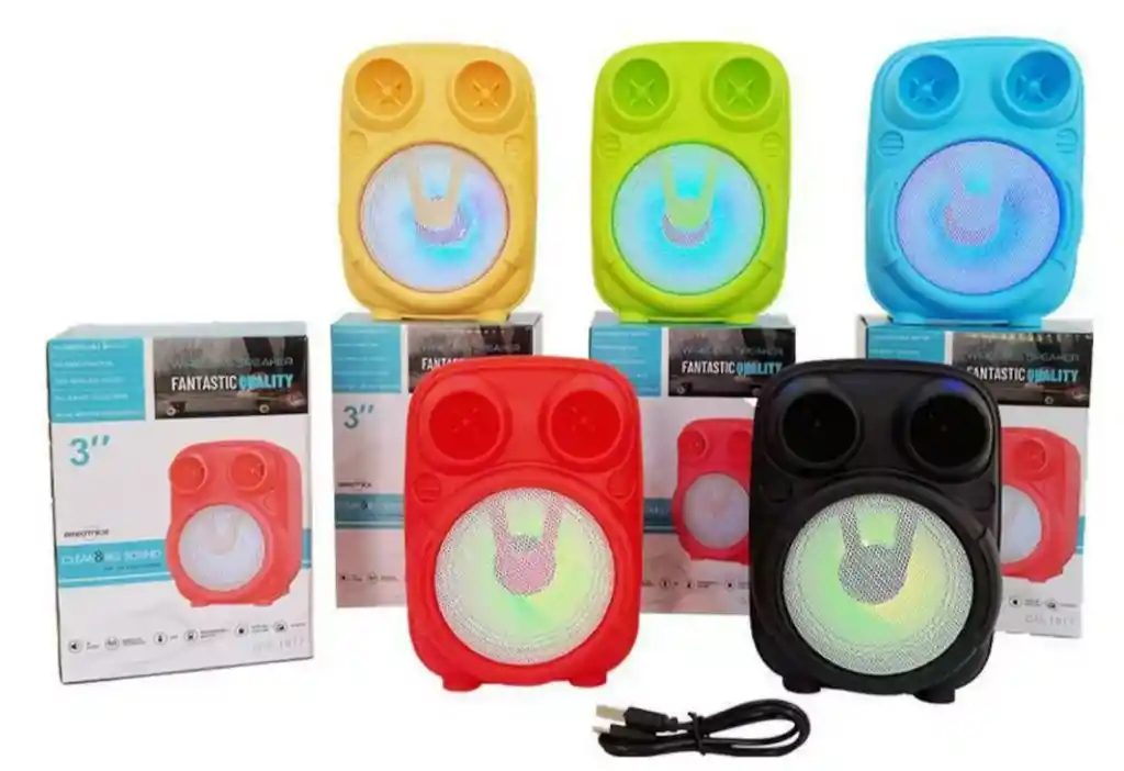 Parlante Bluetooth Portátil Gts-1817 Luz Led 8w Colorvariado