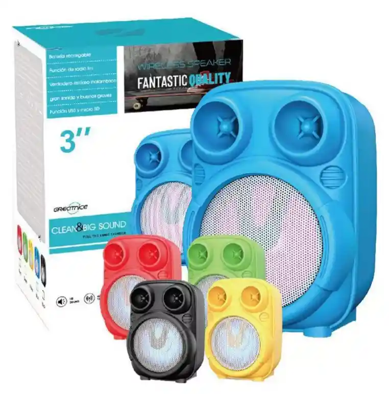 Parlante Bluetooth Portátil Gts-1817 Luz Led 8w Colorvariado