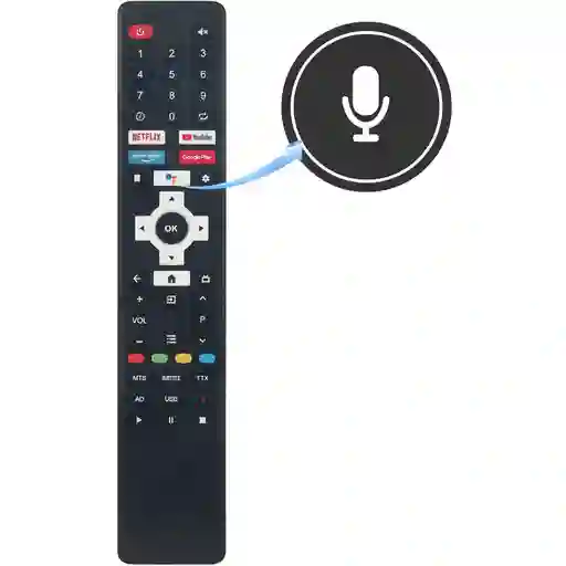 Control Remoto Compatible Con Smart Tv Challenger, Olimpo, Con Comando De Voz , Ad1799v – Repuesto, Reemplazo