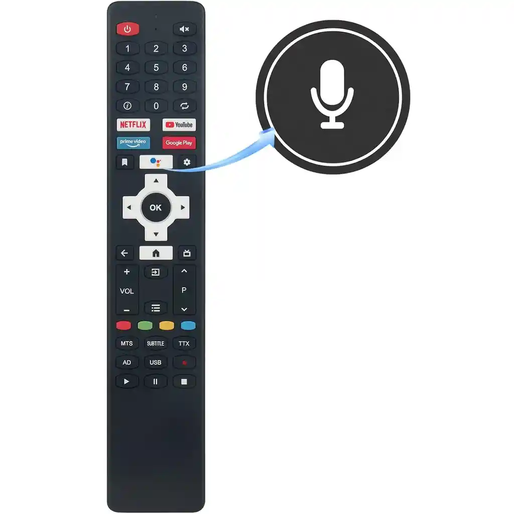 Control Remoto Compatible Con Smart Tv Challenger, Olimpo, Con Comando De Voz , Ad1799v – Repuesto, Reemplazo