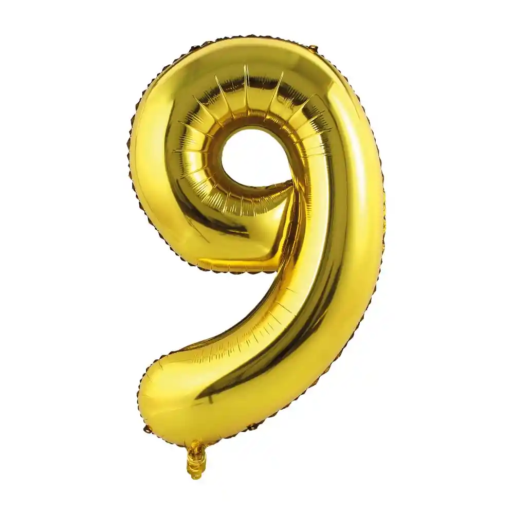 Globo Metalizado Numero 9 Dorado "16"