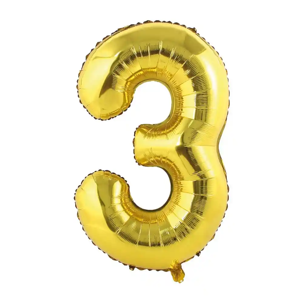 Globo Metalizado Numero 3 Dorado "16"
