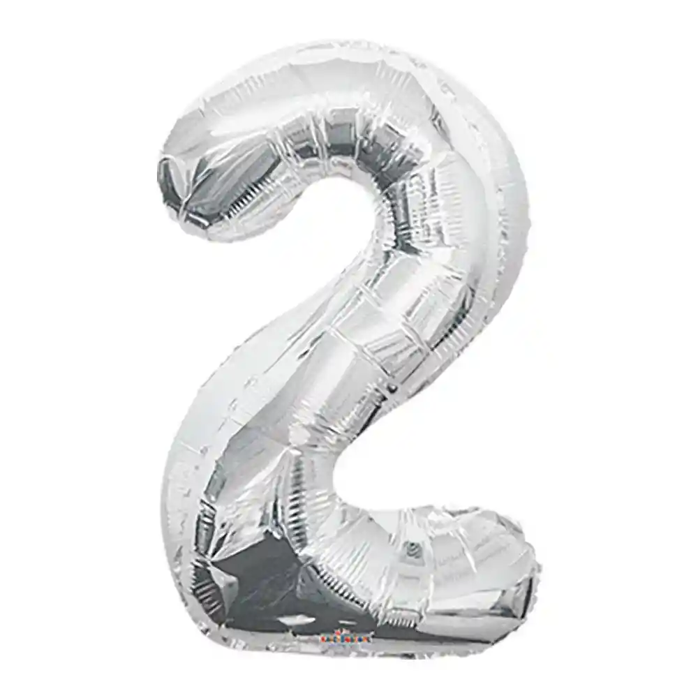 Globo Metalizado Numero 2 Plateado "16"